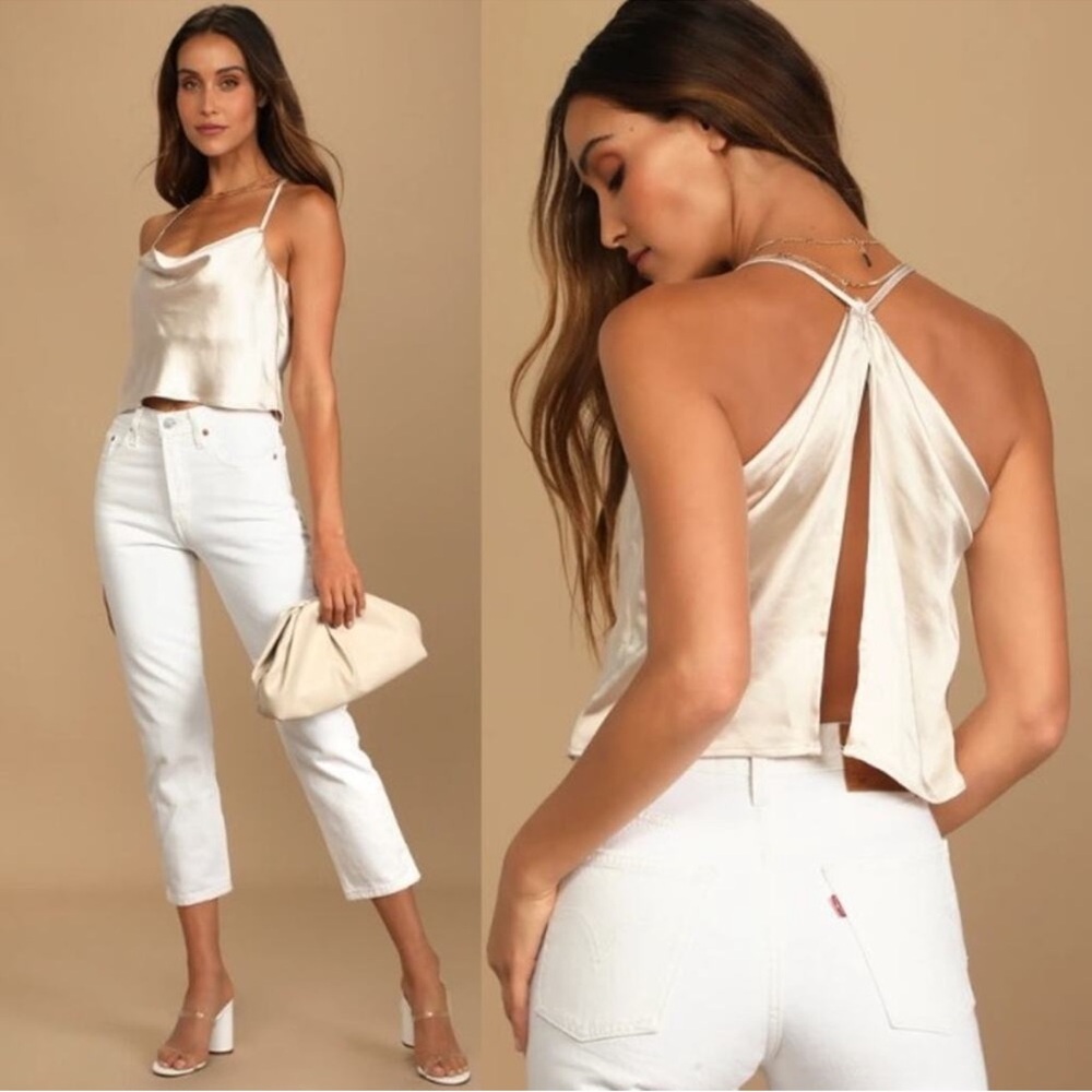 Lulu's Hold onto Love Beige Cowl Neck Cami
